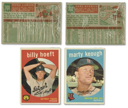 Unopened Wax Packs Boxes and Cases - 1959 Topps Baseball Cello Packs (2) (Ashburn on back)