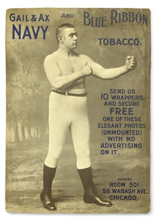 - 19th Century John L. Sullivan Tobacco Cardboard Advertising Sign (17x12”)