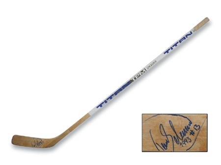 - 1992-93 Teemu Selanne Autographed Rookie Game Used Stick.