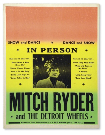1960’s Mitch Ryder and the Detroit Wheels Concert Poster (17x22”)
