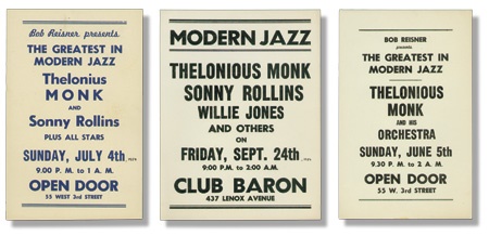 Posters and Handbills - 1954 Thelonious Monk Small Advertising Posters (3)