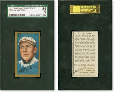 Baseball and Trading Cards - 1911 T205 Gold Border SGC 84 NRMT Al Mattern