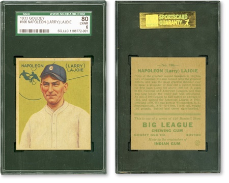 Baseball and Trading Cards - 1933-34 Goudey Napoleon (Larry) Lajoie (SGC 80 EX-MT 6)