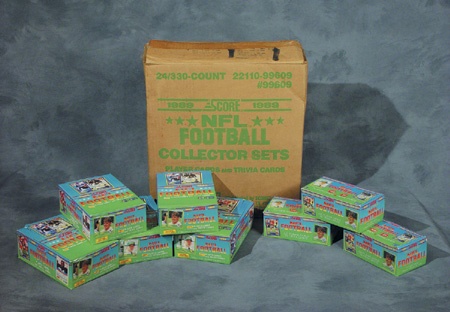 Unopened Wax Packs Boxes and Cases - 1989 Score Football Wax Boxes (5) & Factory Sets (12)