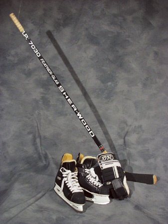 Hockey Equipment - Ray Bourque Game Worn Skates, Glove & Stick