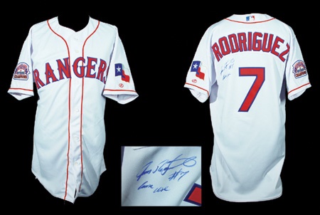 Baseball Jerseys - 2000 Ivan Rodriguez Autographed Game Worn Jersey