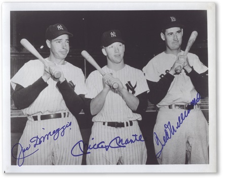 Baseball Autographs - Joe DiMaggio, Mickey Mantle & Ted Williams Signed Photograph (8x10 “)