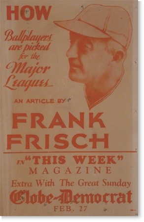 1930s Frank Frisch Gas House Gang Cardboard Advertising Sign