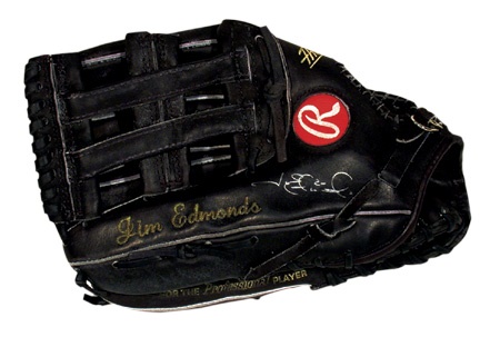Baseball Equipment - Circa 2000 Jim Edmonds Autographed Game Worn Glove