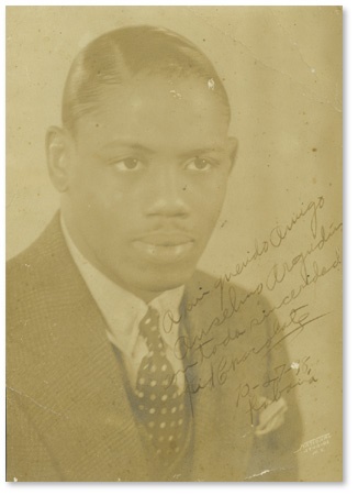- 1938 Kid Chocolate Signed Photograph to Fellow Cuban Boxer (9x6.5”)