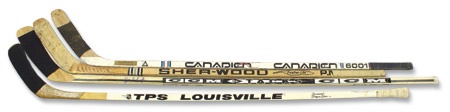 - Collection of 500 Goal Scorers Game Used Sticks (4)