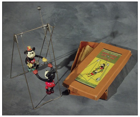 Disney - Mickey Mouse And Minnie Mouse As Acrobats Celluloid Wind-up In Box