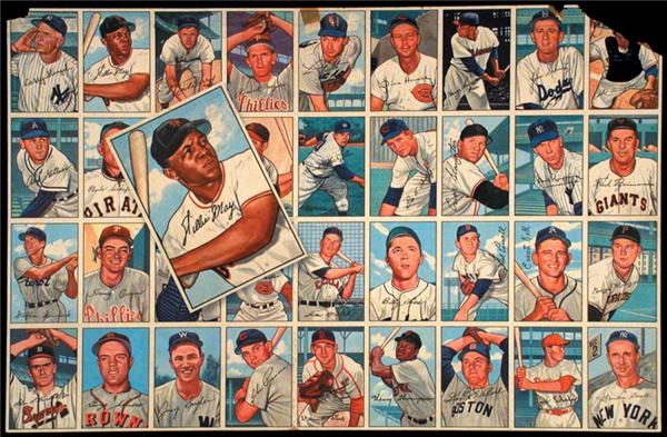 Baseball and Trading Cards - 1952 Bowman Baseball Uncut Sheet w/ Willie Mays
