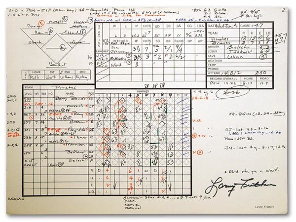 - Barry Bonds 1st Major League Home Run Official Scorer Sheet