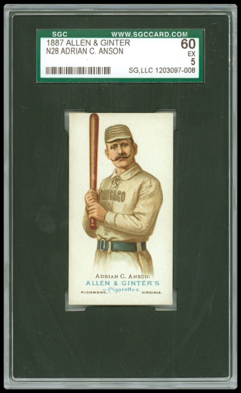 Baseball and Trading Cards - 1887 Allen & Ginter Cap Anson SGC 60