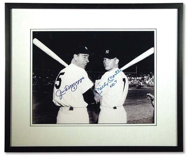 NY Yankees, Giants & Mets - Joe DiMaggio and Mickey Mantle Signed Photo (10.5x14”)