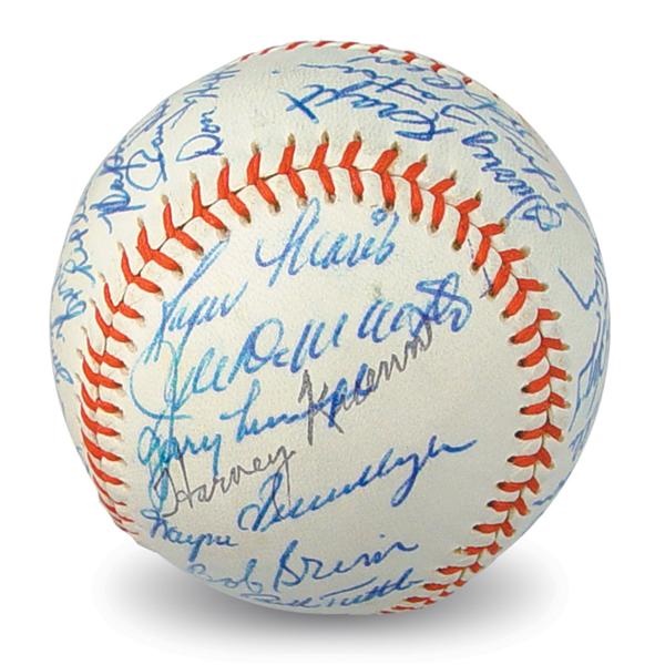 1959 Kansas City Athletics Team Signed Baseball with Maris