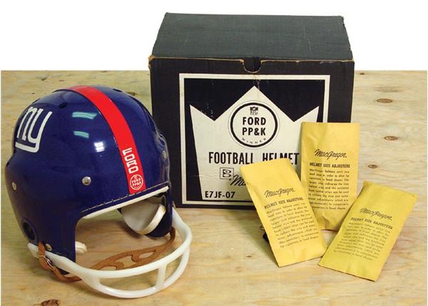 - Late 1960’s New York Giants Punt, Pass and Kick Award Helmet in Box