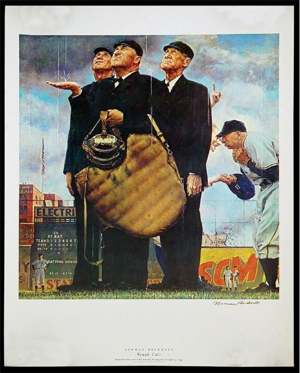 Baseball Art - Norman Rockwell Signed Tough Call Signed Print (19x25”)