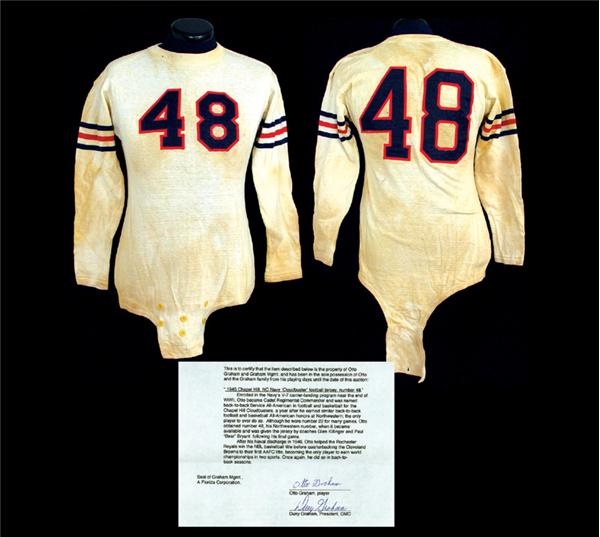 - 1945 Otto Graham Chapel Hill Navy Cloudbuster Game Worn Football Jersey