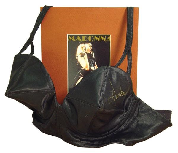 Madonna Autographed Erotica Tour Stage Worn Black Bra