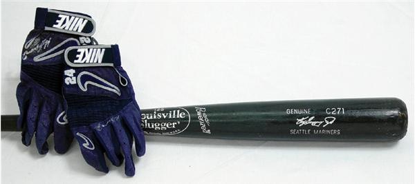 Bats - Ken Griffey Jr. Game Used Bat & Autographed Batting Gloves