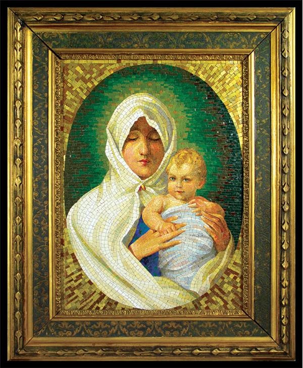 Art - Madonna & Child 1875 Italian Framed Mosaic
