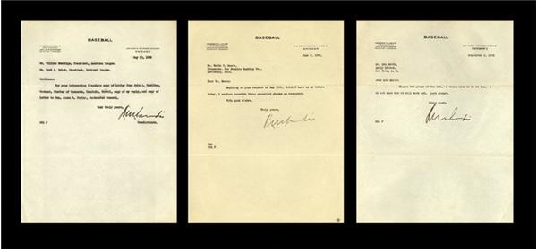 Baseball Autographs - Judge Kenesaw Mountain Landis Letter Collection (3)