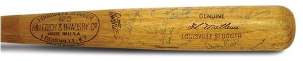 Bats - 1950's Eddie Mathews Game Used Bat (35") Signed by 1960 Milwaukee Braves