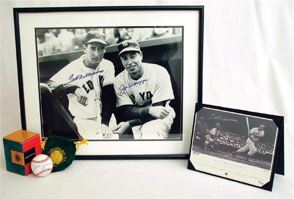 Ted Williams & Joe DiMaggio Signed Photo (16x20") with Signed .406 Baseball and Triple Crown Print