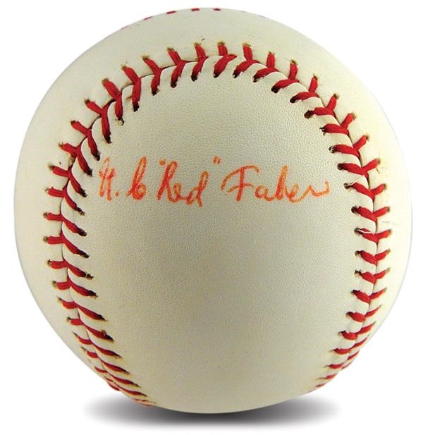 Red Faber Single Signed Baseball