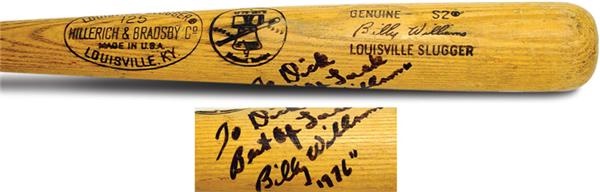 1976 Billy Williams Autographed Game Used Bat (34.25")