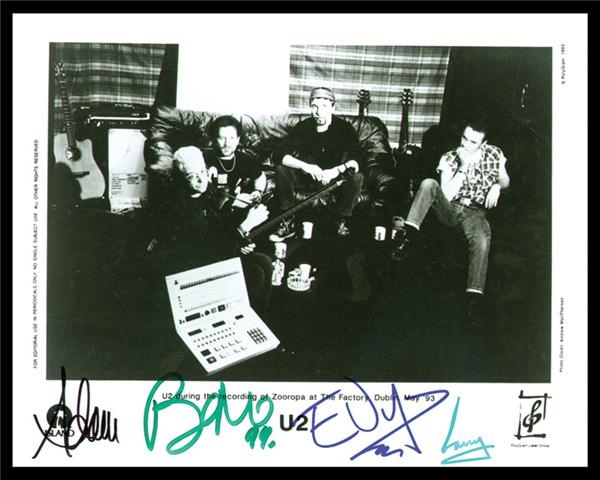 Music Autographs - U2 Signed Promotional Photograph (8x10")
