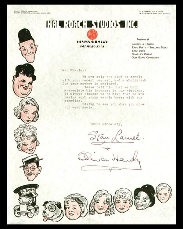 Sports Autographs - Laurel & Hardy Signed Studio Letter