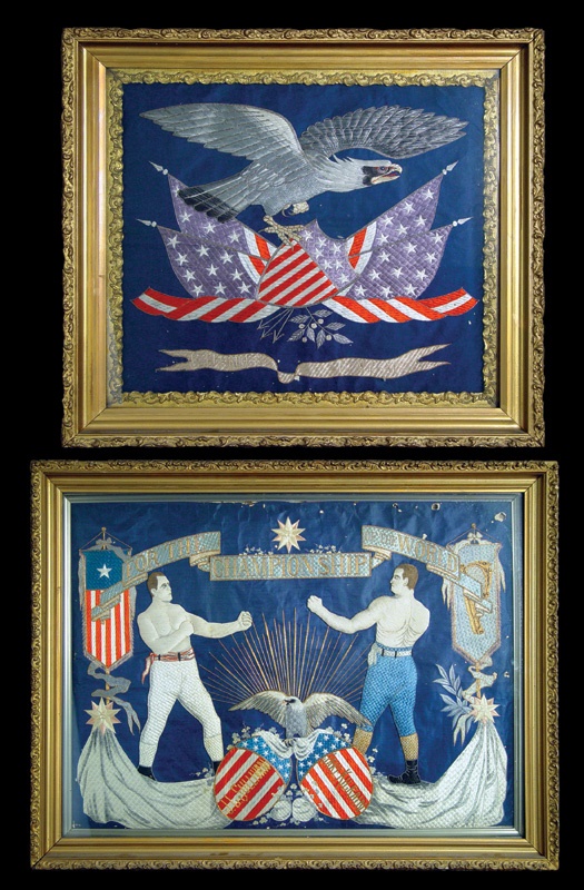 John L. Sullivan - 1889 John L. Sullivan Silk and Flag from Bout vs. Jake Kilrain