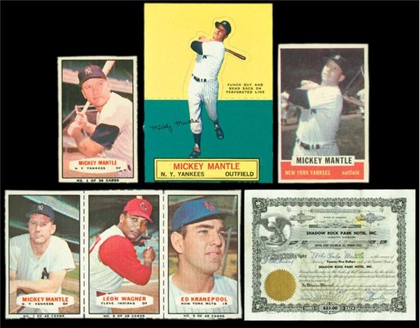 Mickey Mantle Stock Certificate with Baseball Cards (5)