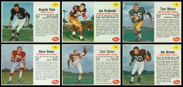 - 1962 Post Cereal Football Complete Set