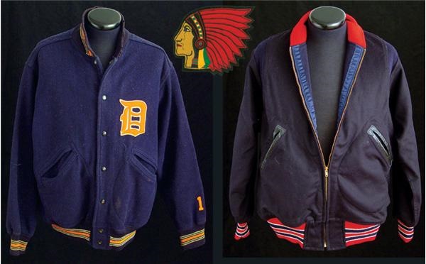 Baseball Equipment - Late 1950's Detroit Tigers Jacket, 1960's Boston Red Sox Jacket & 1950's Milwaukee Braves Patch