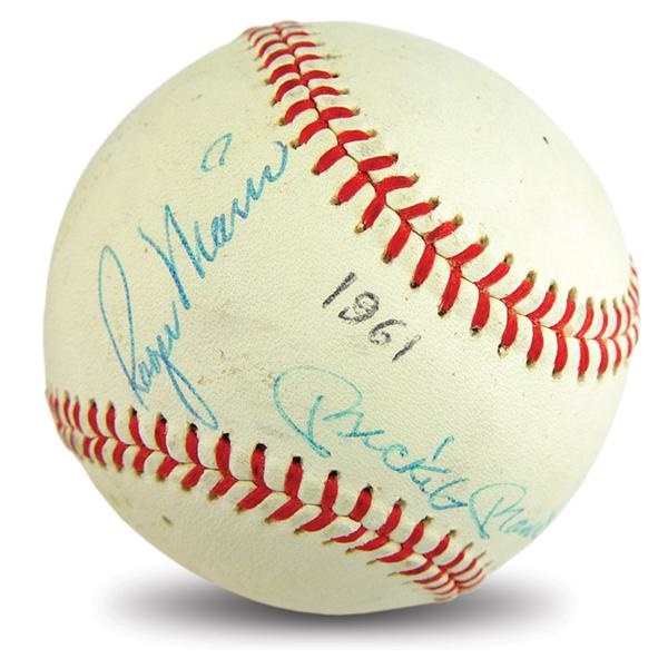 1961 Mickey Mantle and Roger Maris Signed Baseball