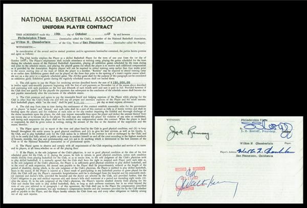 Basketball - 1967 Wilt Chamberlain Signed NBA Player's Contract