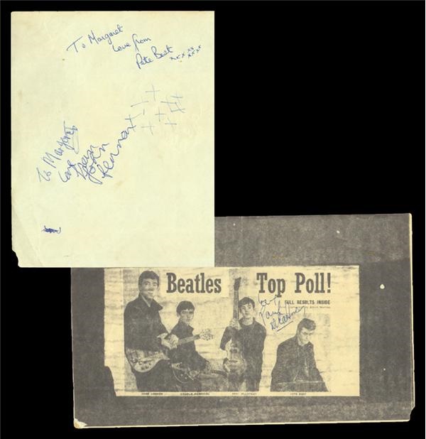 The Beatles - Paul McCartney, John Lennon, & Pete Best Signed Fan Club Flyer