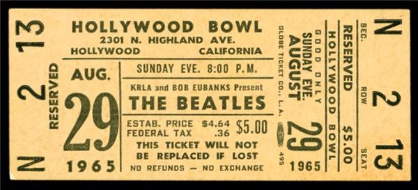 The Beatles 1965 Hollywood Bowl Full Ticket (1.5x3.5")