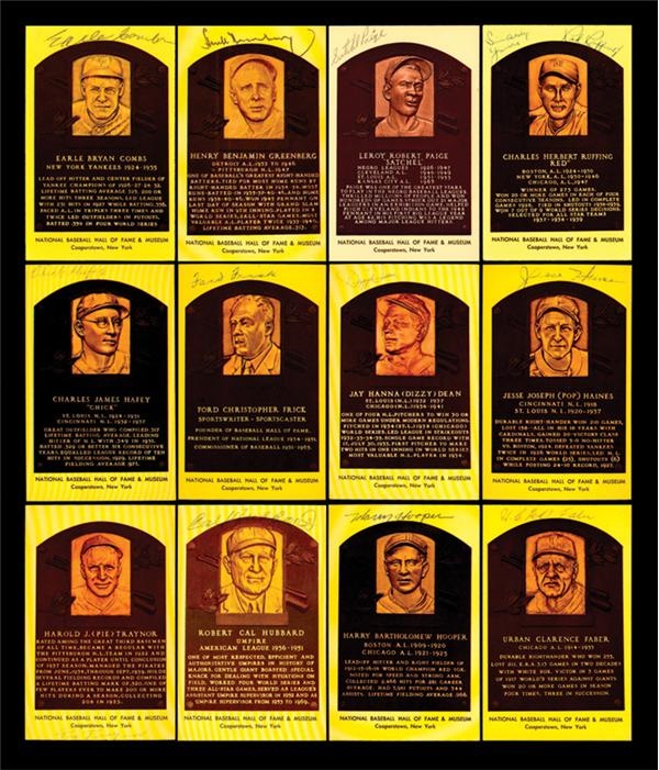 Baseball Autographs - Autographed Yellow Hall of Fame Plaque Collection (94)