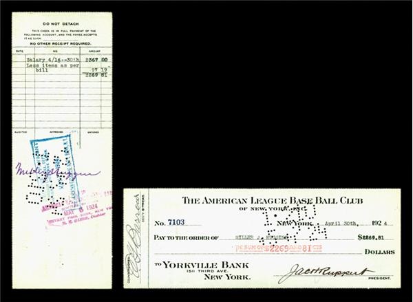 NY Yankees, Giants & Mets - Miller Huggins Signed Check