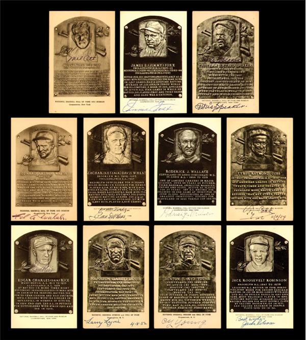 Baseball Autographs - Signed Black & White Hall of Fame Plaque Collection (26)