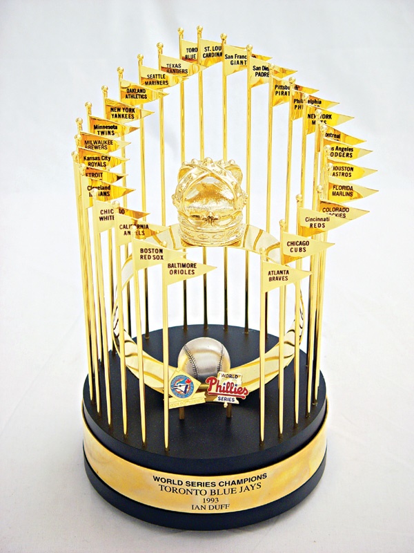 FLORIDA MARLINS WORLD SERIES TROPHY 1997 MINIATURE REPLICA BASEBALL  MEMORABILIA