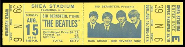 The Beatles - The Beatles 1965 Shea Stadium Full Ticket (1.5x6.5")