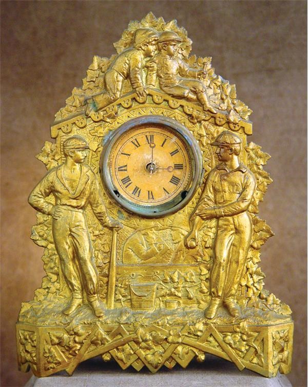 19th Century Baseball - 19th Century American Clock Company "Iron Front" Baseball Clock