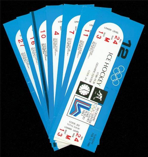 - 1980 Olympics Team USA “Miracle On Ice” Full Ticket Set (7)