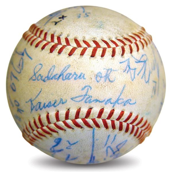 Autographed Baseballs - 1966 Tokyo Giants Team Signed Baseball with Sadaharu Oh